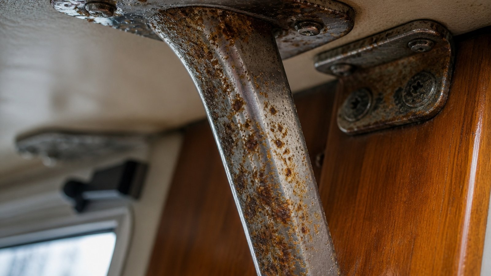 Corrosion on yacht fixtures due to humidity